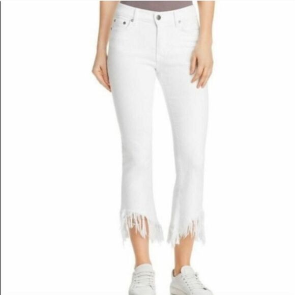 PISTOLA Tallis White Mid Rise Frayed Denim Jeans - Picture 11 of 11